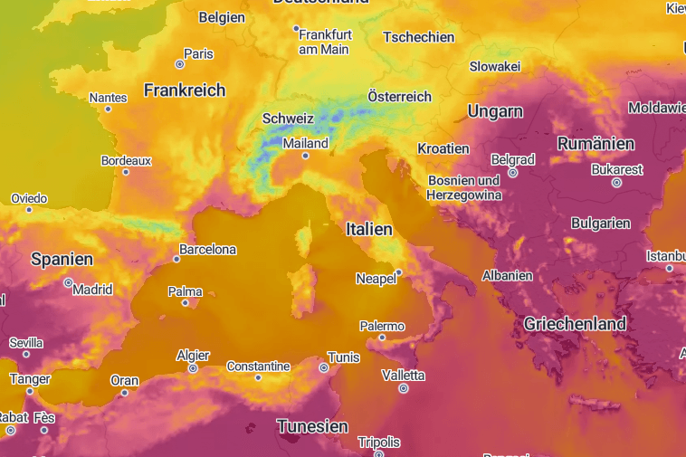 Wetter in Europa: Im Süden herrscht extreme Hitze und treibt heftige Unwetter nach Mitteleuropa. 