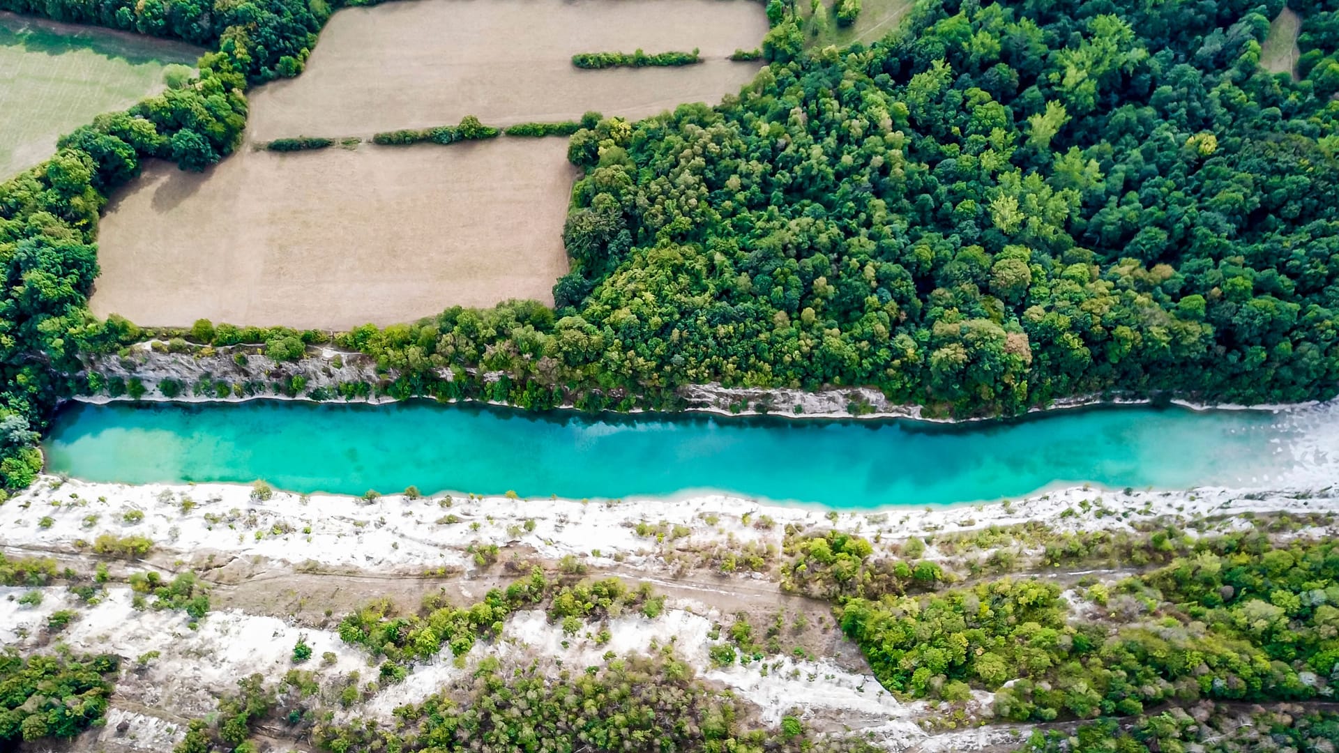 Beautiful canyon, Lengerich, Tecklenburger Land, Germany. Like beach, turquoise water.