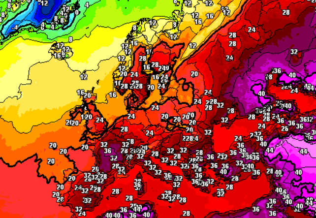 Das ICON-Modell für Sonntag, 20. Juli: Wie heiß es in Deutschland wird, ist noch unklar.