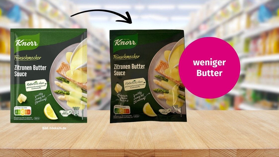 Die Knorr Feinschmecker Zitronen Butter Sauce enthält weniger Butter.