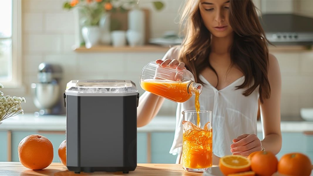 Eiswürfelmaschine im Angebot: Diese reduzierte Maschine stellt bis zu zwölf Kilogramm Eis am Tag her.