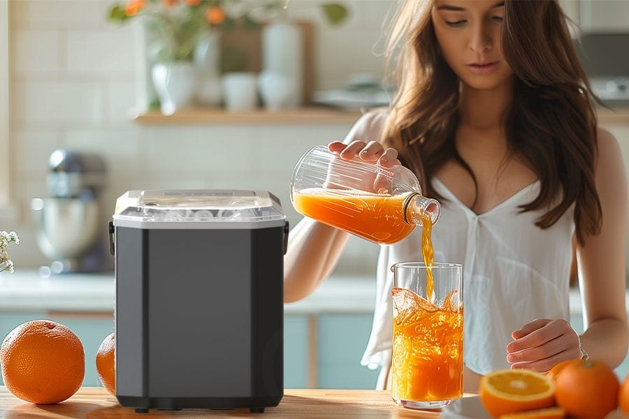 Eiswürfelmaschine im Angebot: Diese reduzierte Maschine stellt bis zu zwölf Kilogramm Eis am Tag her.