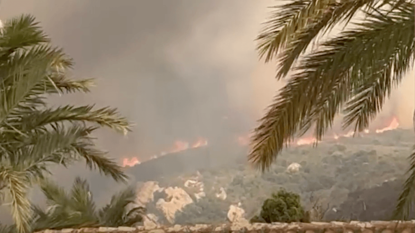 Flammen fressen sich durch die Vegetation nahe Tarifa.