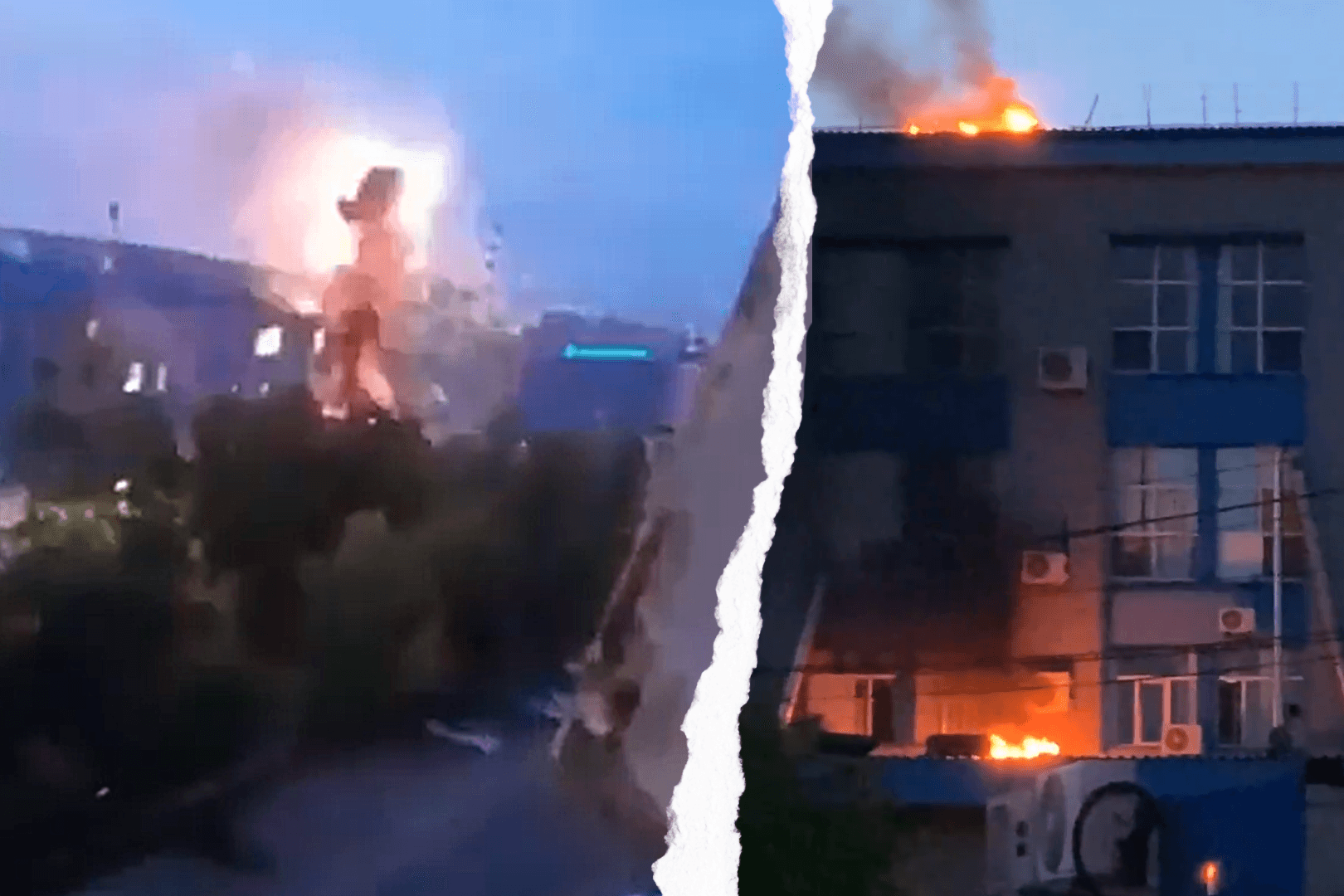 Ukrainische Drohnen lösen eine Explosion in einer russischen Fabrik aus.