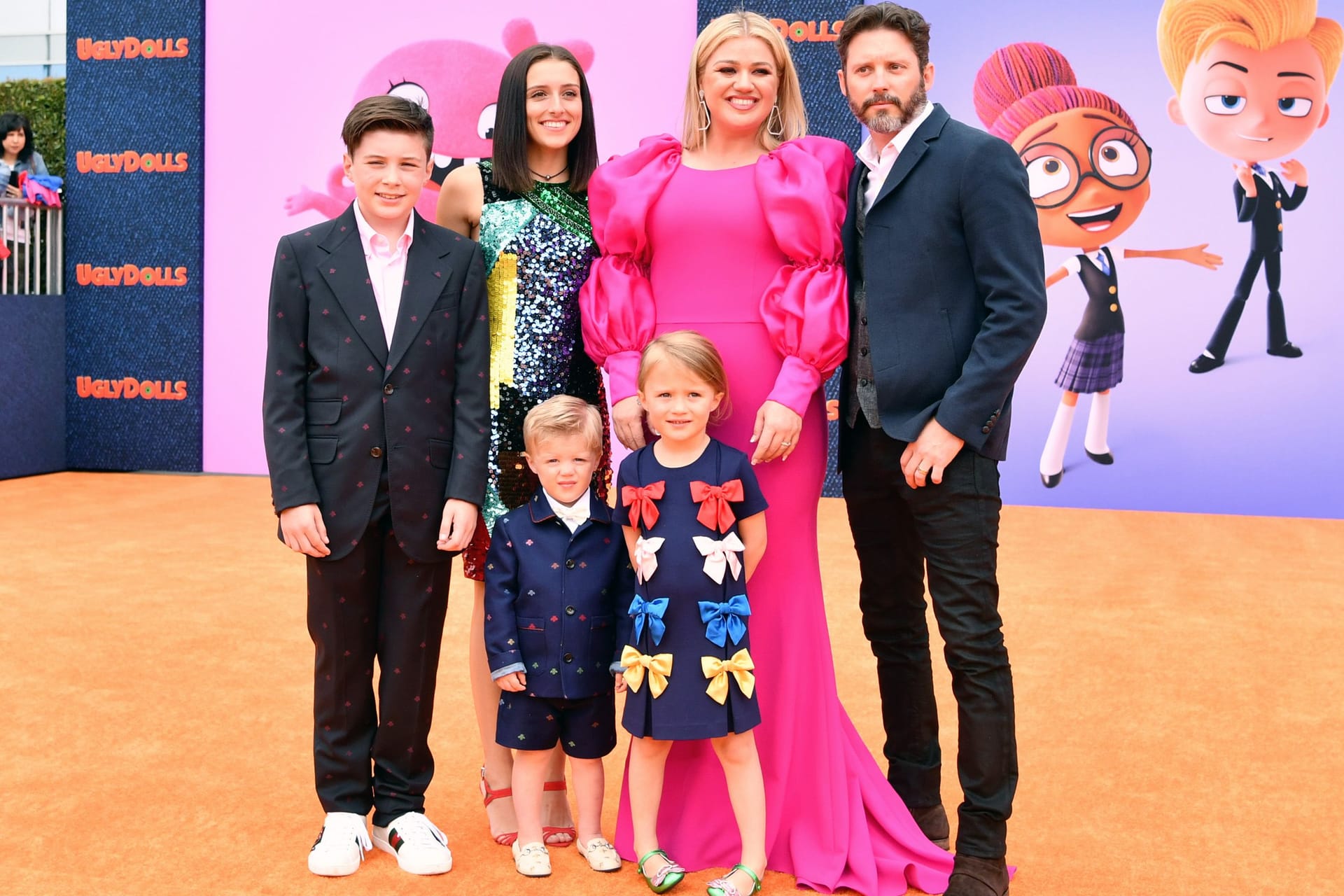 Kelly Clarkson und Brandon Blackstock 2020 mit ihren gemeinsamen Kindern Remington und River Rose (M.) sowie seinem Sohn Seth und seiner Tochter Savannah.