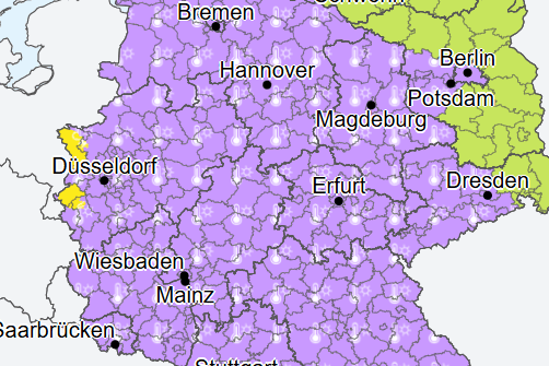 Wetter in Deutschland: Der DWD gibt für Mittwoch fast für die ganze Bundesrepublik eine amtliche Hitzewarnung heraus.