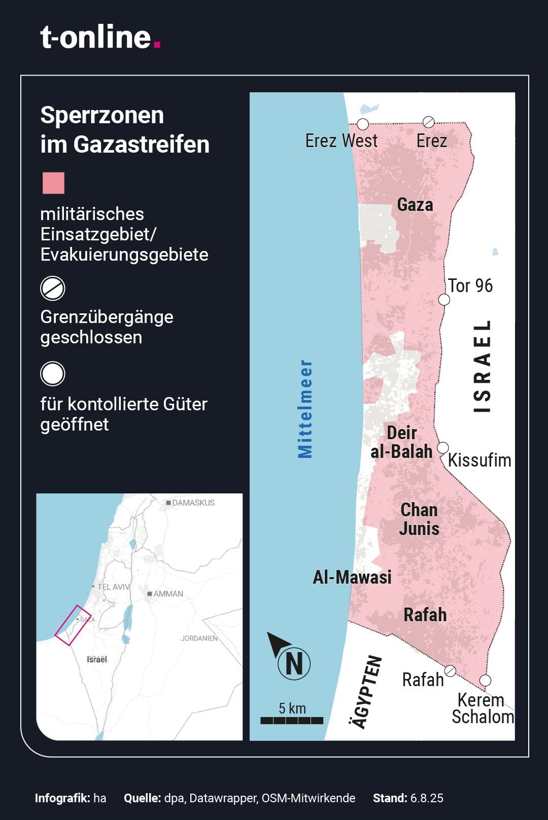 Der Gazastreifen umfasst ein schmales Küstengebiet an der Grenze zu Ägypten.