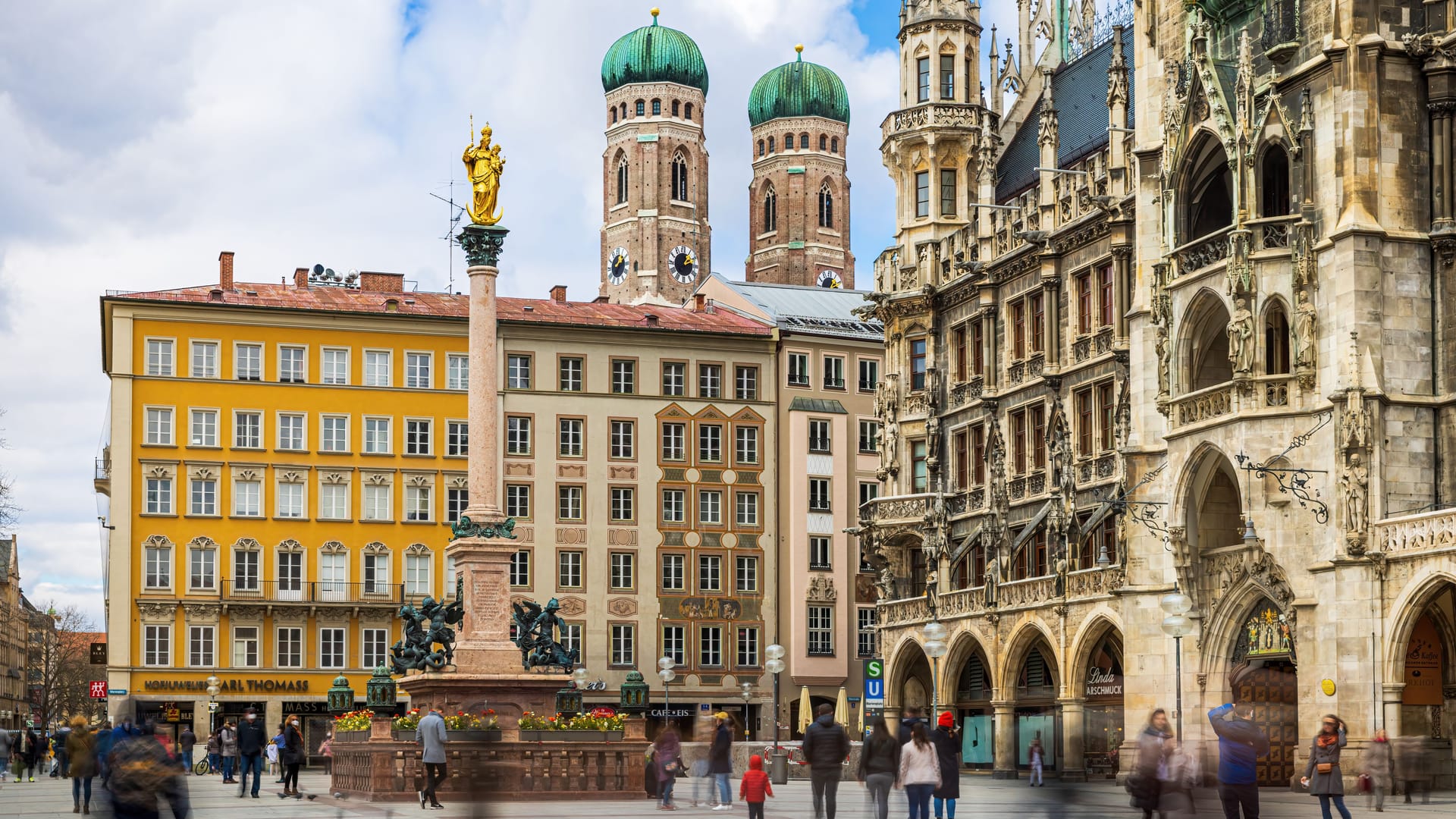 MUNICH, GERMANY - APRIL 4th, 2023: Munich Marienplatz, City Center