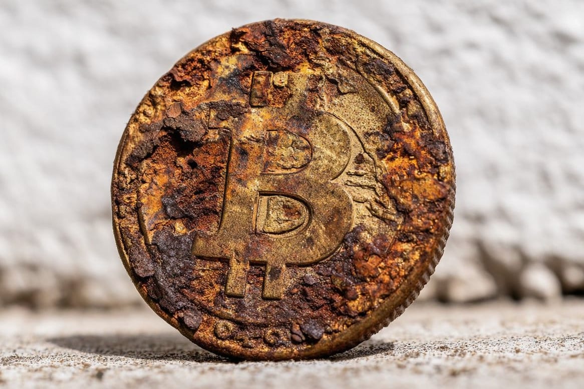 Verrostete Bitcoin-Münze