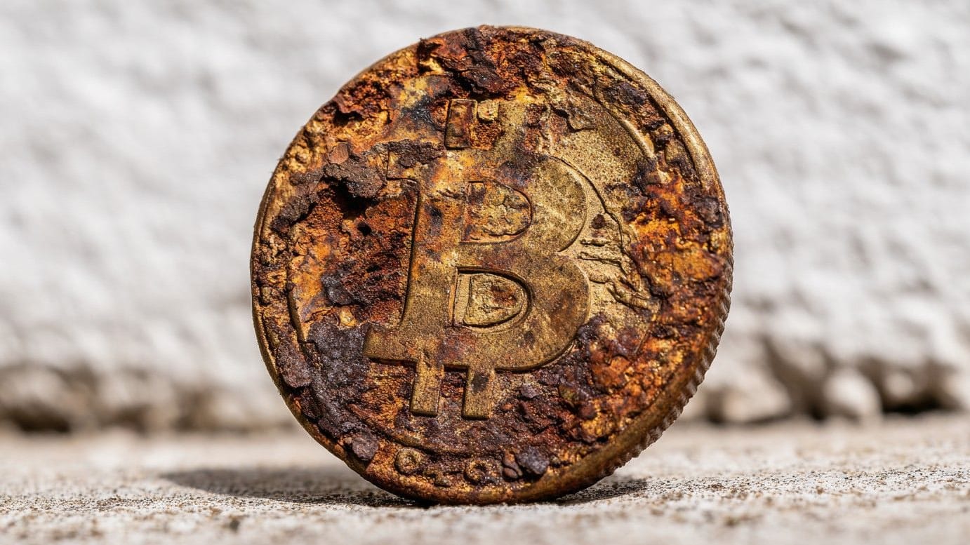 Verrostete Bitcoin-Münze