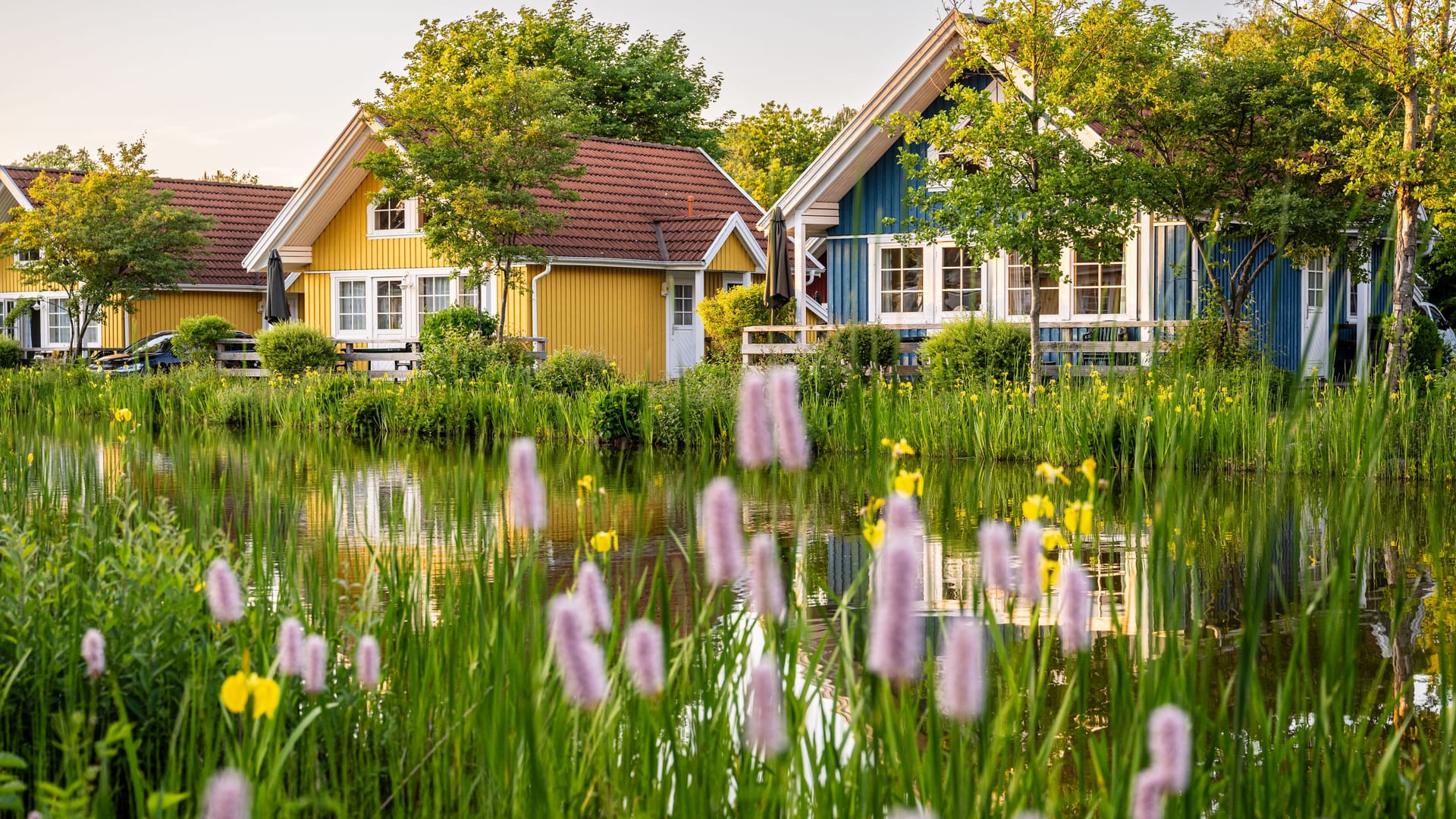 Chalets im Südsee-Camp: Wer keine Lust auf Zelt oder Wohnwagen hat, kann dort in solchen Hütten nächtigen.