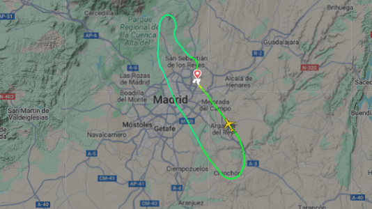 Die Route von Flug IB579: Der Airbus landete am Sonntag 25 Minuten nach dem Start wieder in Madrid.
