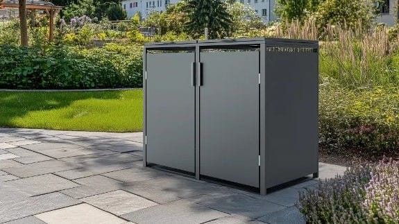 Gartengestaltung: Mit der Plats Mülltonnenbox lassen sich Tonnen aus dem Blick schaffen.