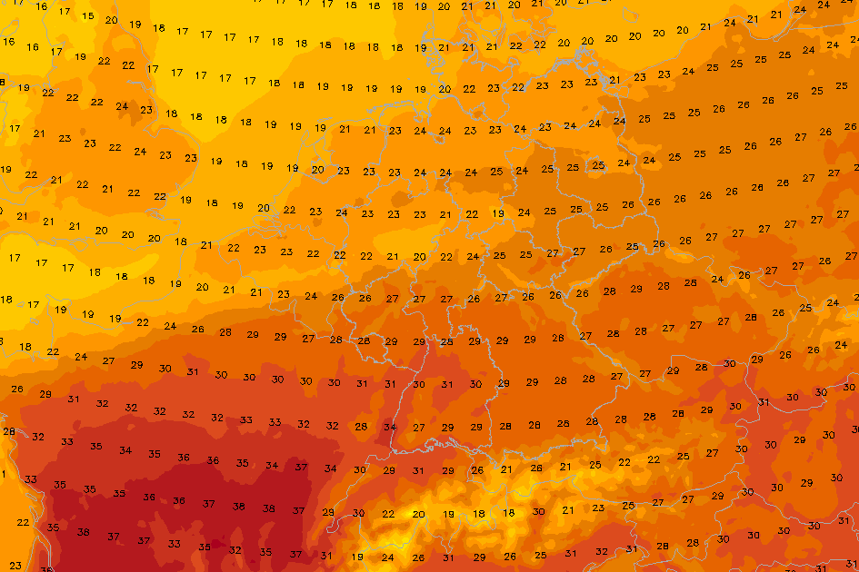 Temperaturen am Freitag: Im Südwesten wird es am wärmsten.