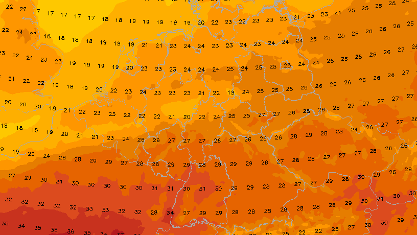 Temperaturen am Freitag: Im Südwesten wird es am wärmsten.