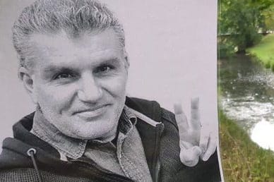 Mehmet Çakas auf einem Protestplakat: Die Konföderation der Gemeinschaften Kurdistans in Deutschland (KON-MED) fordert einen Stopp des Abschiebeverfahrens.