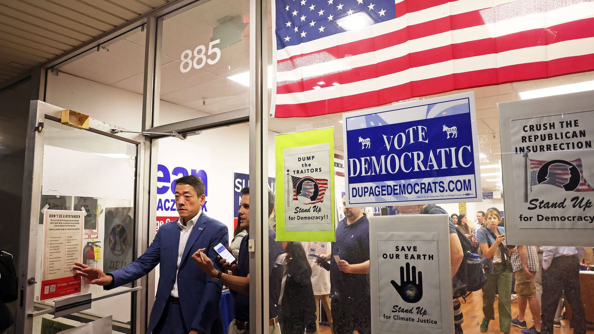 Gene Wu, der Minderheitsführer der Demokraten in Texas, nach einer Preseekonferenz im US-Bundesstaat Illinois.