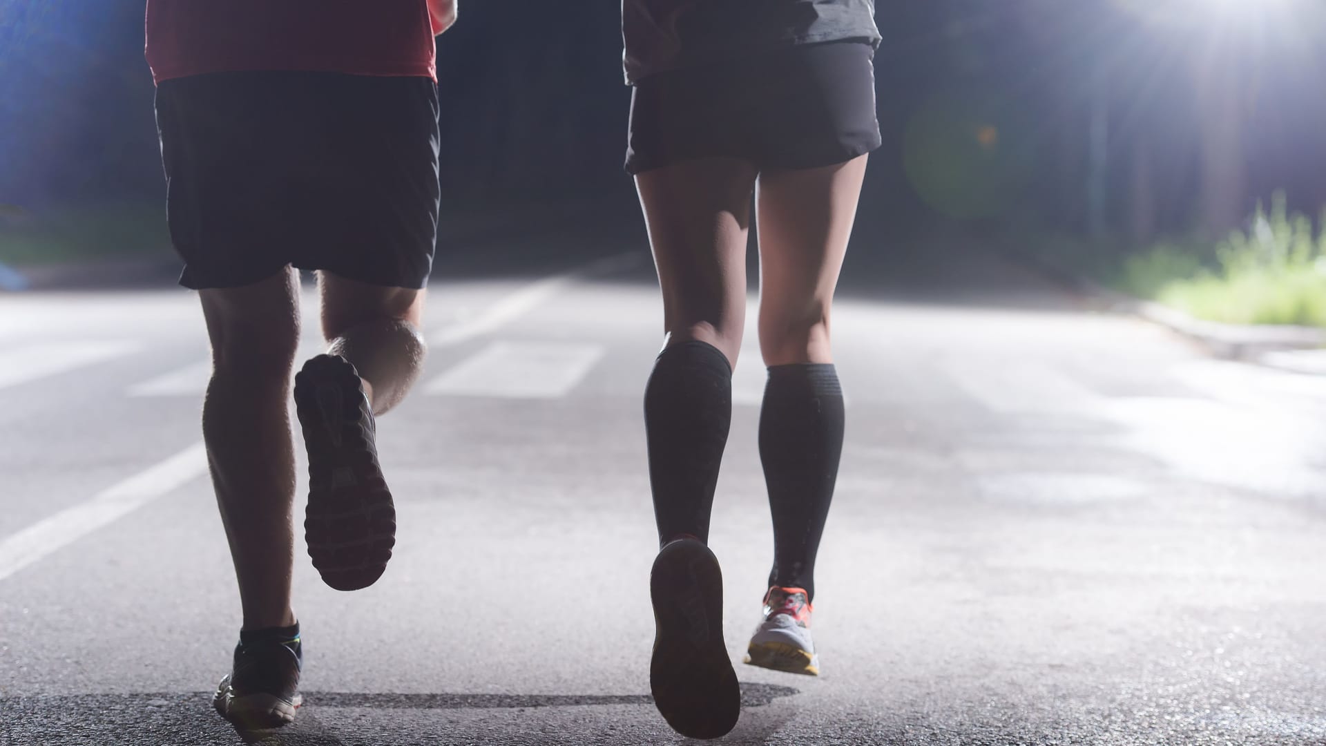 runners team on the night training