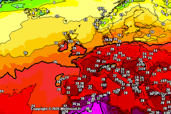 Wetter in Deutschland und Europa: Eine Berechnung des ICON-Wettermodells für den 20. August