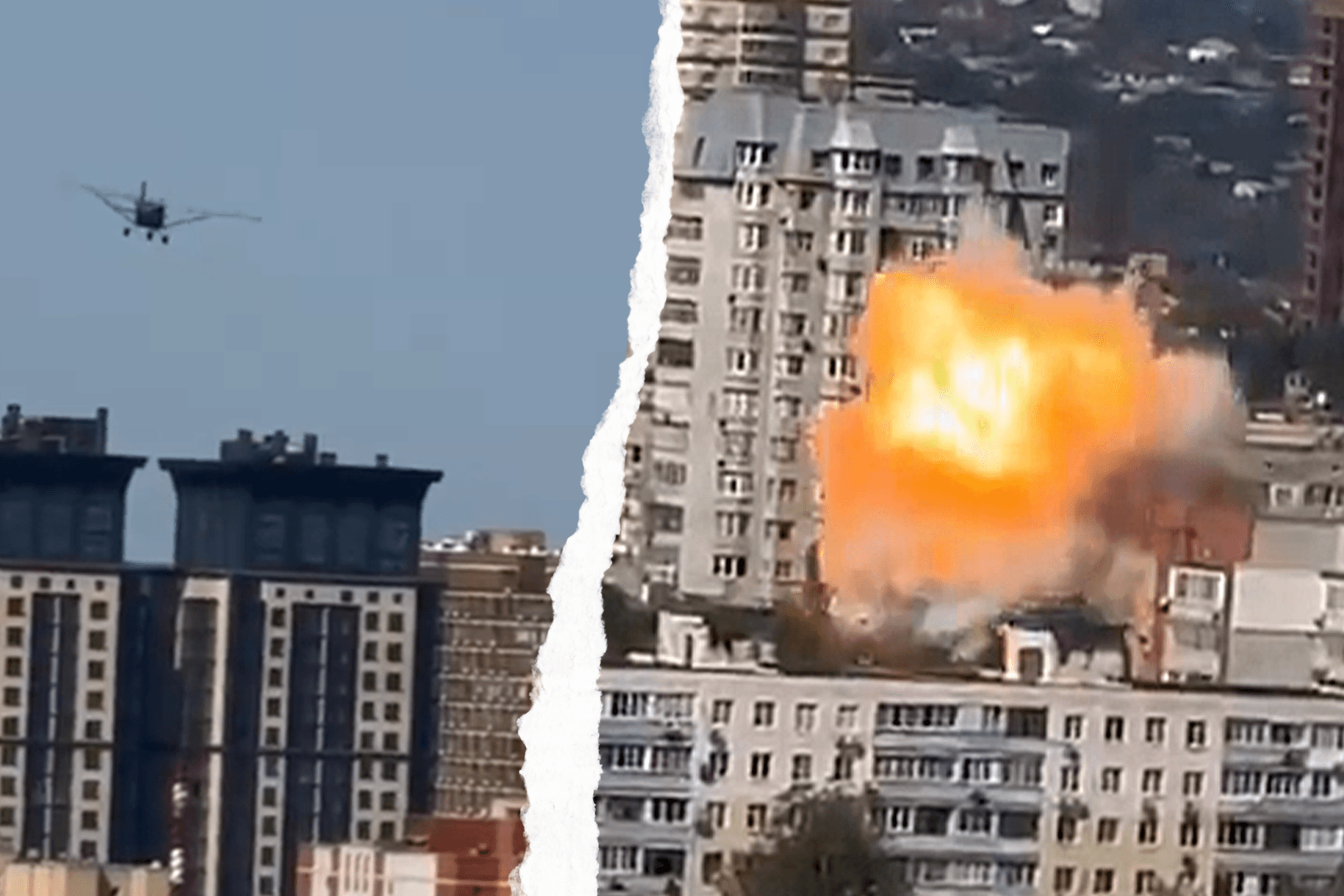 Eine ukrainische Drohne stürzt in ein Wohnhaus in Rostow am Don. Eine ukrainische Drohne stürzt in ein Wohnhaus in Rostow am Don.