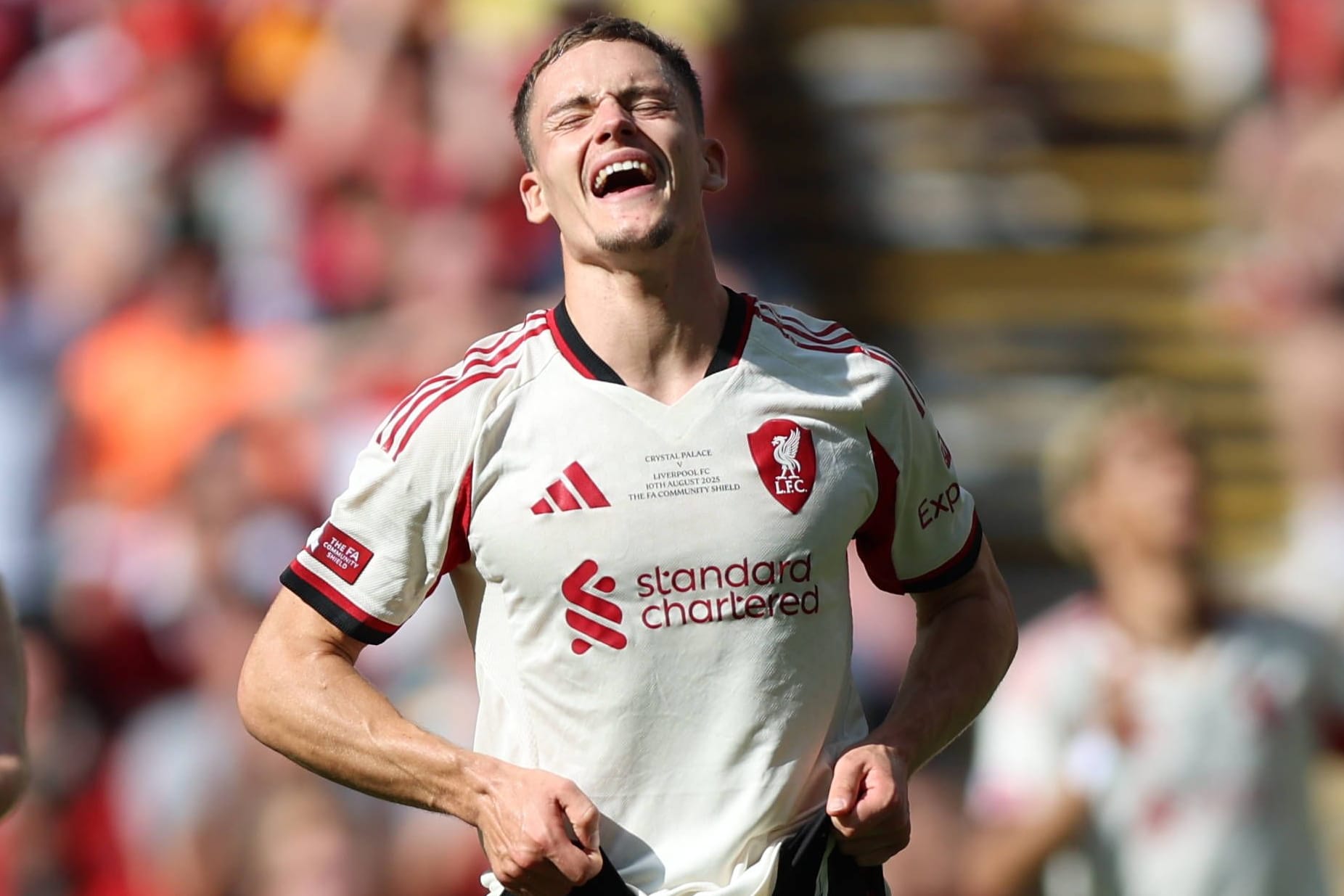 Wechselhaftes Spiel gegen Crystal Palace: Florian Wirtz verzweifelt im Community Shield. Wechselhaftes Spiel gegen Crystal Palace: Florian Wirtz verzweifelt im Community Shield.