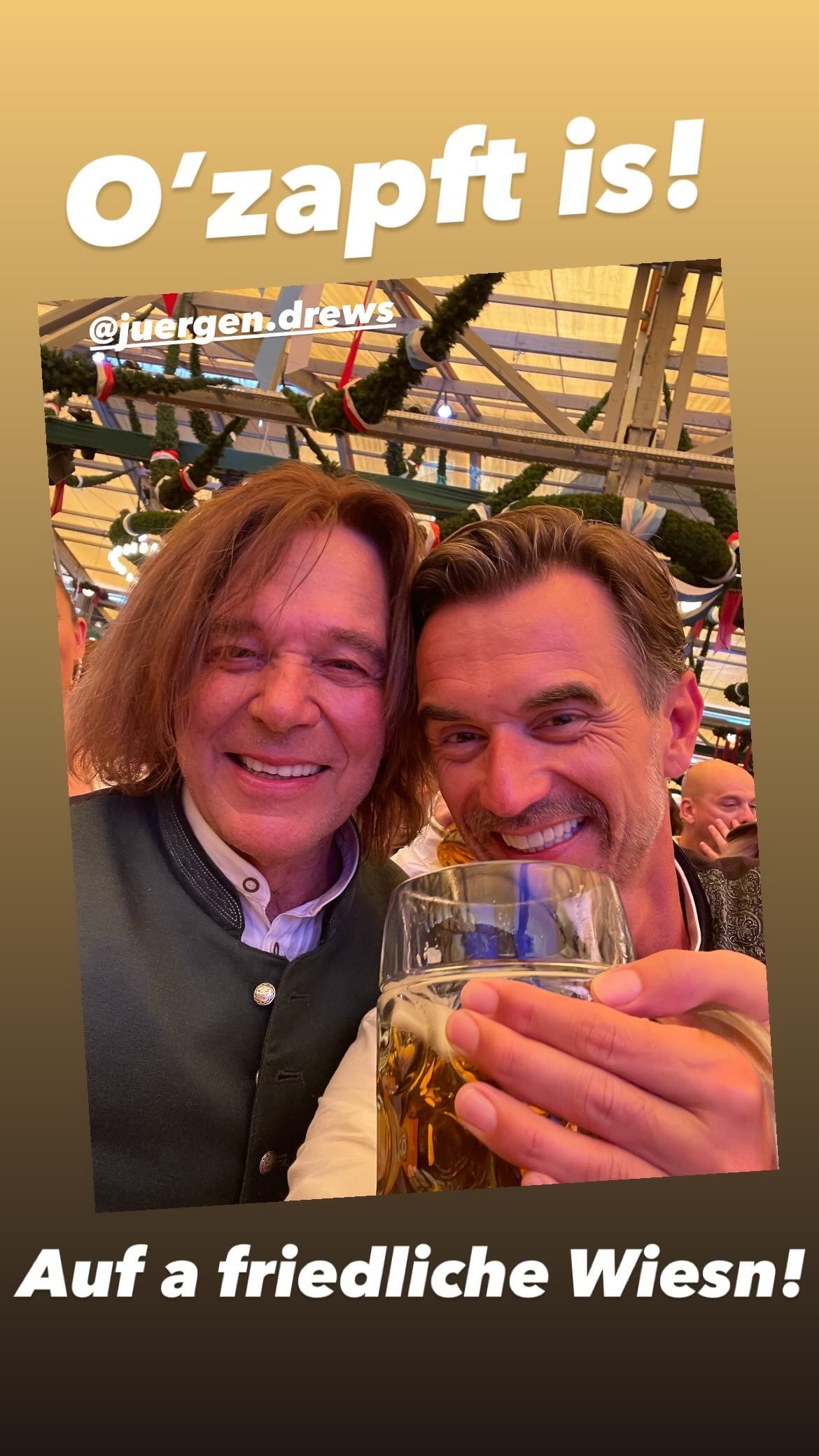 Jürgen Drews und Florian Silbereisen feiern gemeinsam in München.