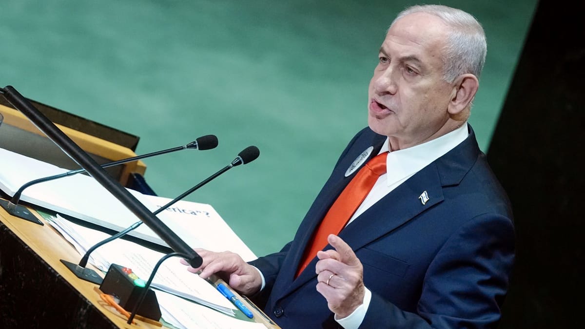 Netanjahu z zvočniki nagovoril talce v Gazi med govorom na Združenih narodih, kar je sprožilo negodovanje