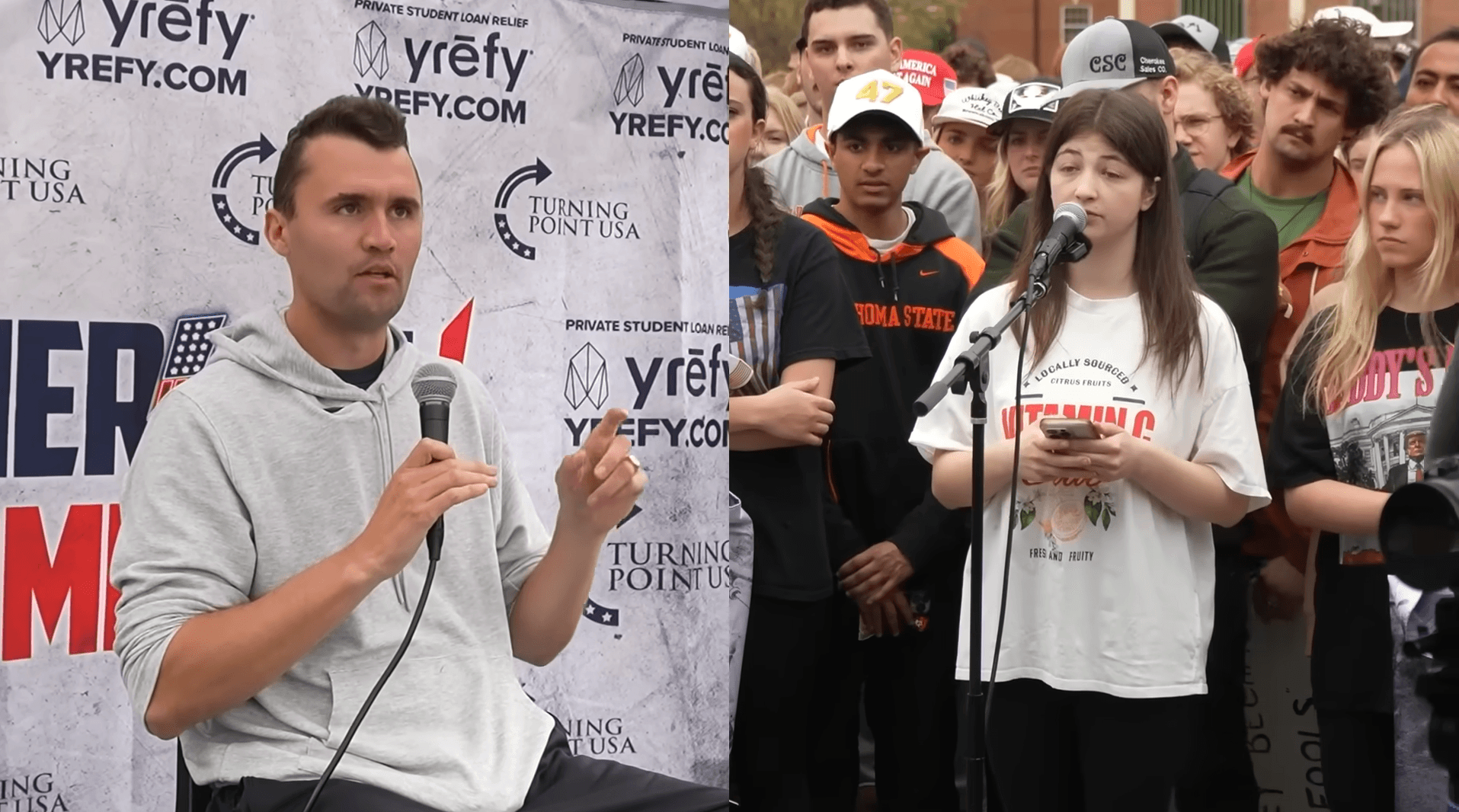 Charlie Kirk (l): Er war ein routinierter Debattierer. Charlie Kirk (l): Er war ein routinierter Debattierer.