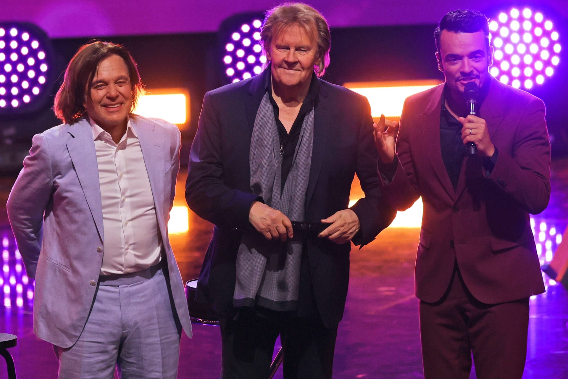 Jürgen Drews (l.) mit Howard Carpendale (M.) und Giovanni Zarrella bei der Aufzeichnung der ZDF-Musikshow.