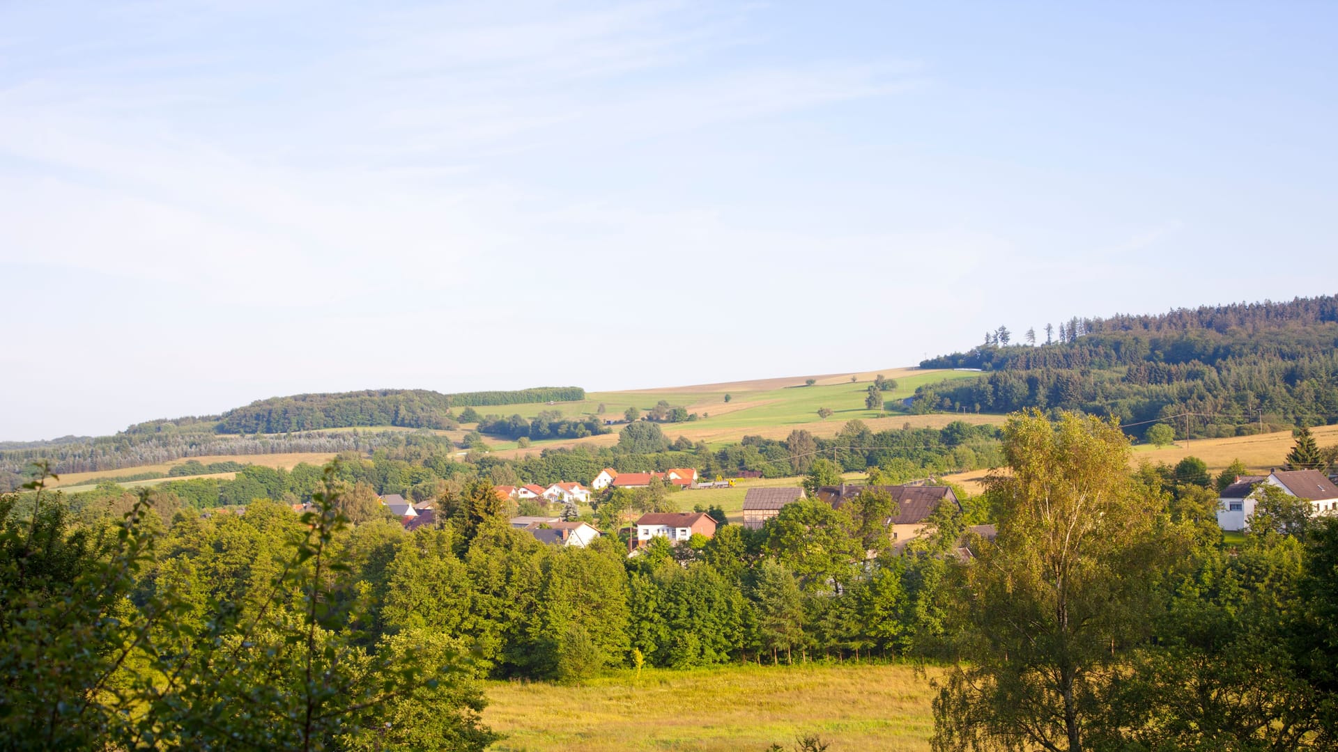 German green hills with little village Hambachtal German green hills with little village Hambachtal