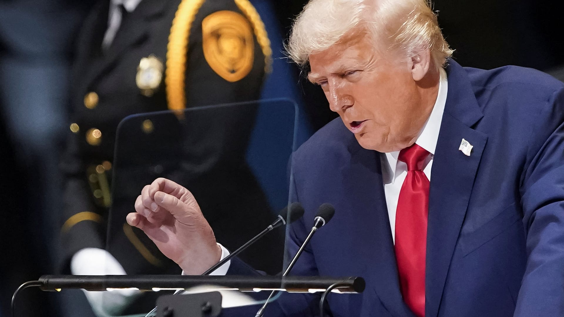 US-Präsident Donald Trump in New York am Rande der UN-Generalversammlung. US-Präsident Donald Trump in New York am Rande der UN-Generalversammlung.