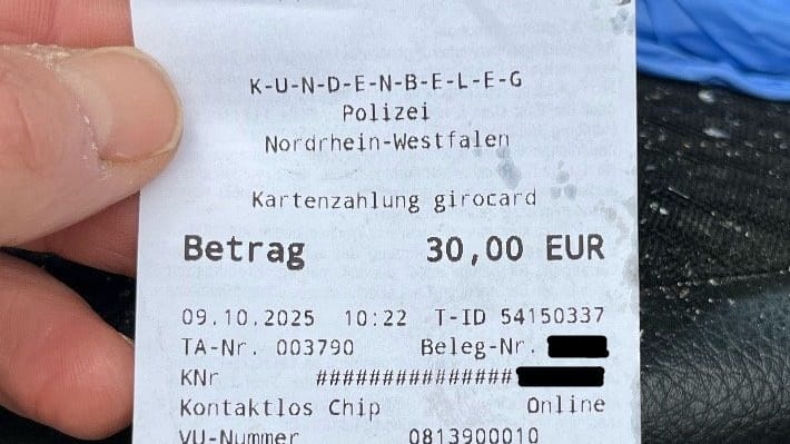 Kurz vor seinem schweren Unfall war der Mann noch ermahnt worden, seinen Gurt anzulegen: Laut diesem Beleg musste er 30 Euro deshalb zahlen.q Kurz vor seinem schweren Unfall war der Mann noch ermahnt worden, seinen Gurt anzulegen: Laut diesem Beleg musste er 30 Euro deshalb zahlen.q