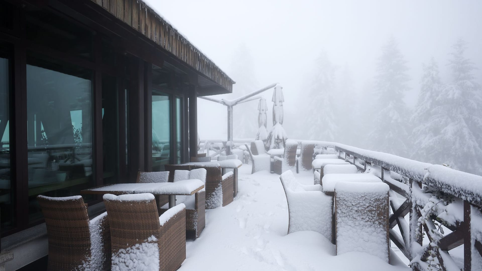 Wintereinbruch auf dem Balkan: Neuschnee auf dem Berg Jahorina in der Nähe von Sarajevo.
