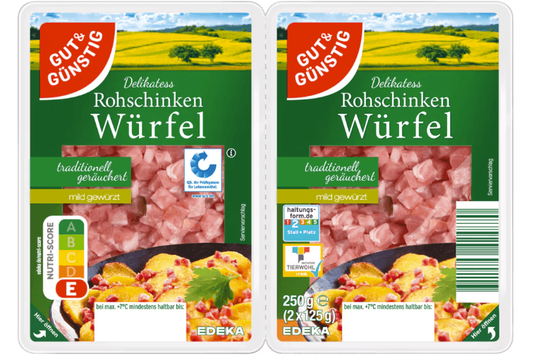 Das betroffene Produkt: Delikatess Rohschinkenwürfel von Gut&Günstig.