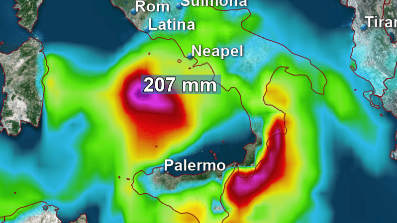 Vorhersage für Mittwoch: Der gefährliche Kaltlufttropfen zieht Richtung Italien. Vorhersage für Mittwoch: Der gefährliche Kaltlufttropfen zieht Richtung Italien.
