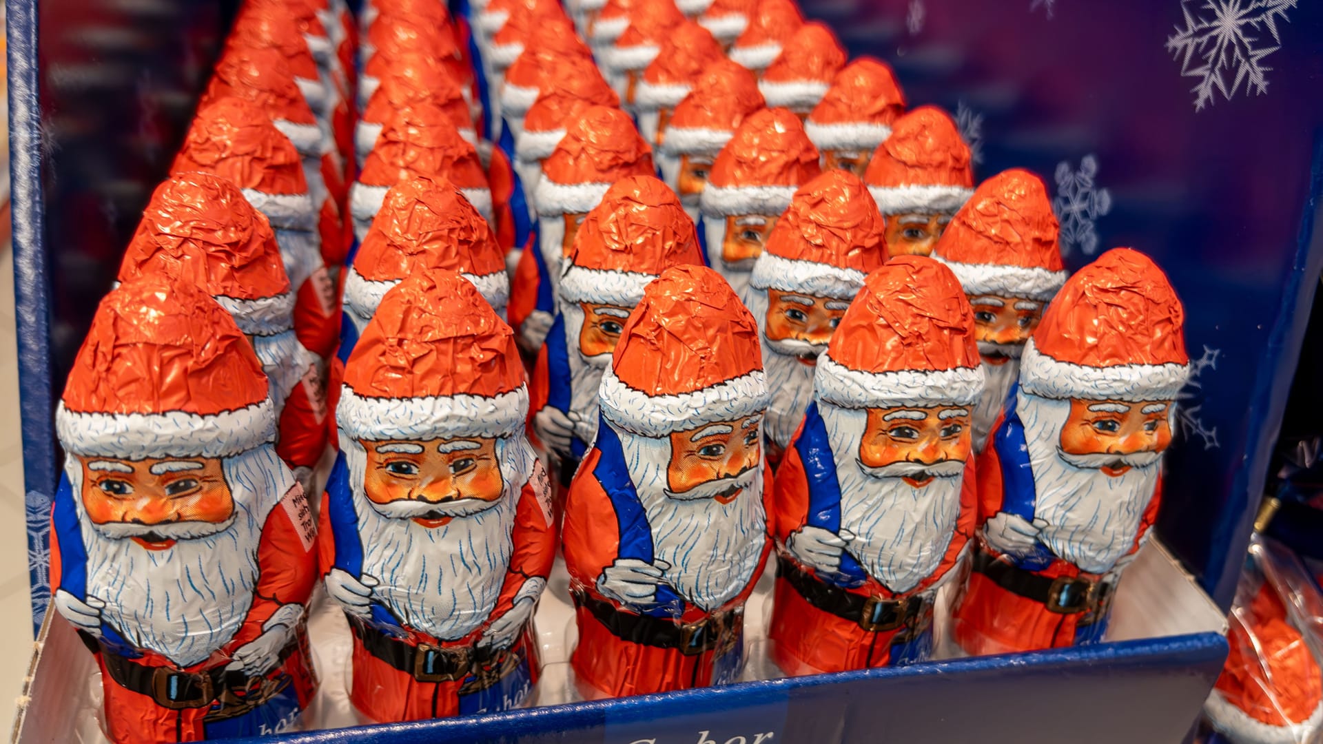 Gubor Christmas Chocolate Santas in a Box at a German Supermarket