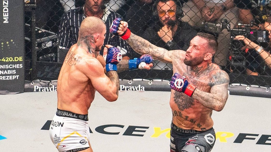 MMA-Kämpfer Christian Eckerlin (rechts) (Archivfoto): Er ist der Star des Abends.