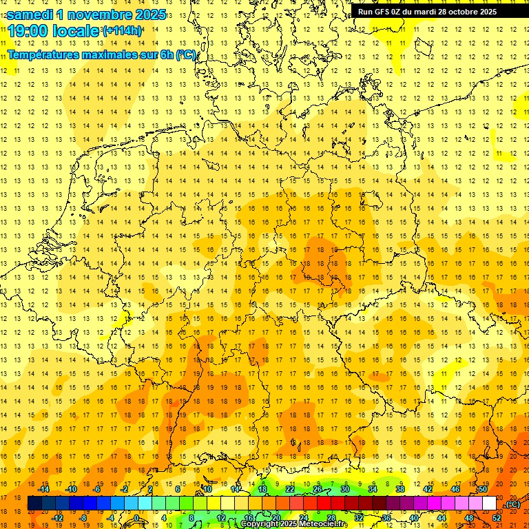 Temperaturprognose für Samstag, den 1. November, nach einem Lauf des GFS-Wettermodells. Das Wetter in Deutschland heitert am Wochenende auf. Temperaturprognose für Samstag, den 1. November, nach einem Lauf des GFS-Wettermodells. Das Wetter in Deutschland heitert am Wochenende auf.