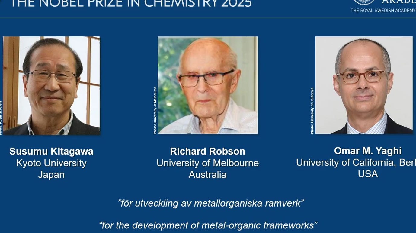 Susumu Kitagawa, Richard Robson und Omar Yaghi: Sie erhalten den Nobelpreis für Chemie.