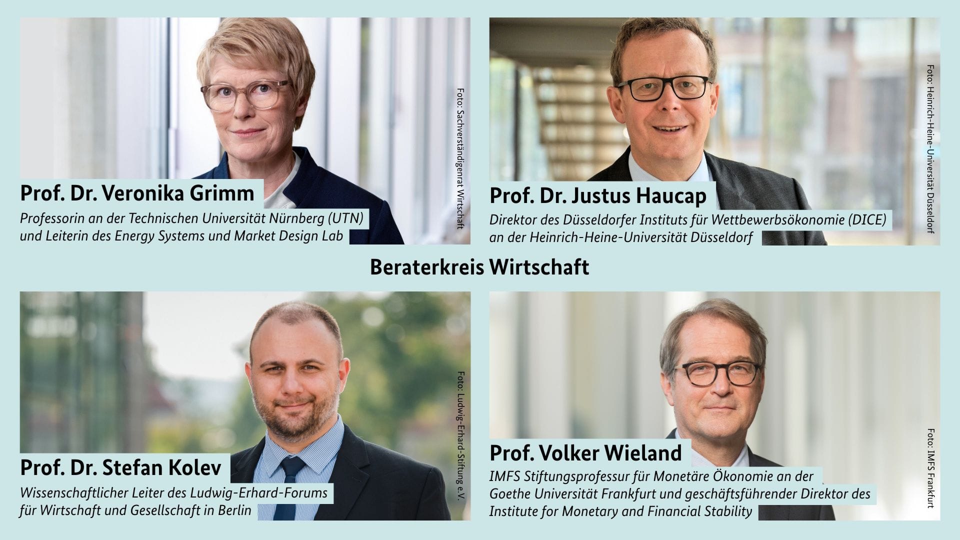 Die vier Ökonomen des wissenschaftlichen Beraterkreises Wirtschaftspolitik des Bundesministeriums für Wirtschaft und Energie. Die vier Ökonomen des wissenschaftlichen Beraterkreises Wirtschaftspolitik des Bundesministeriums für Wirtschaft und Energie.