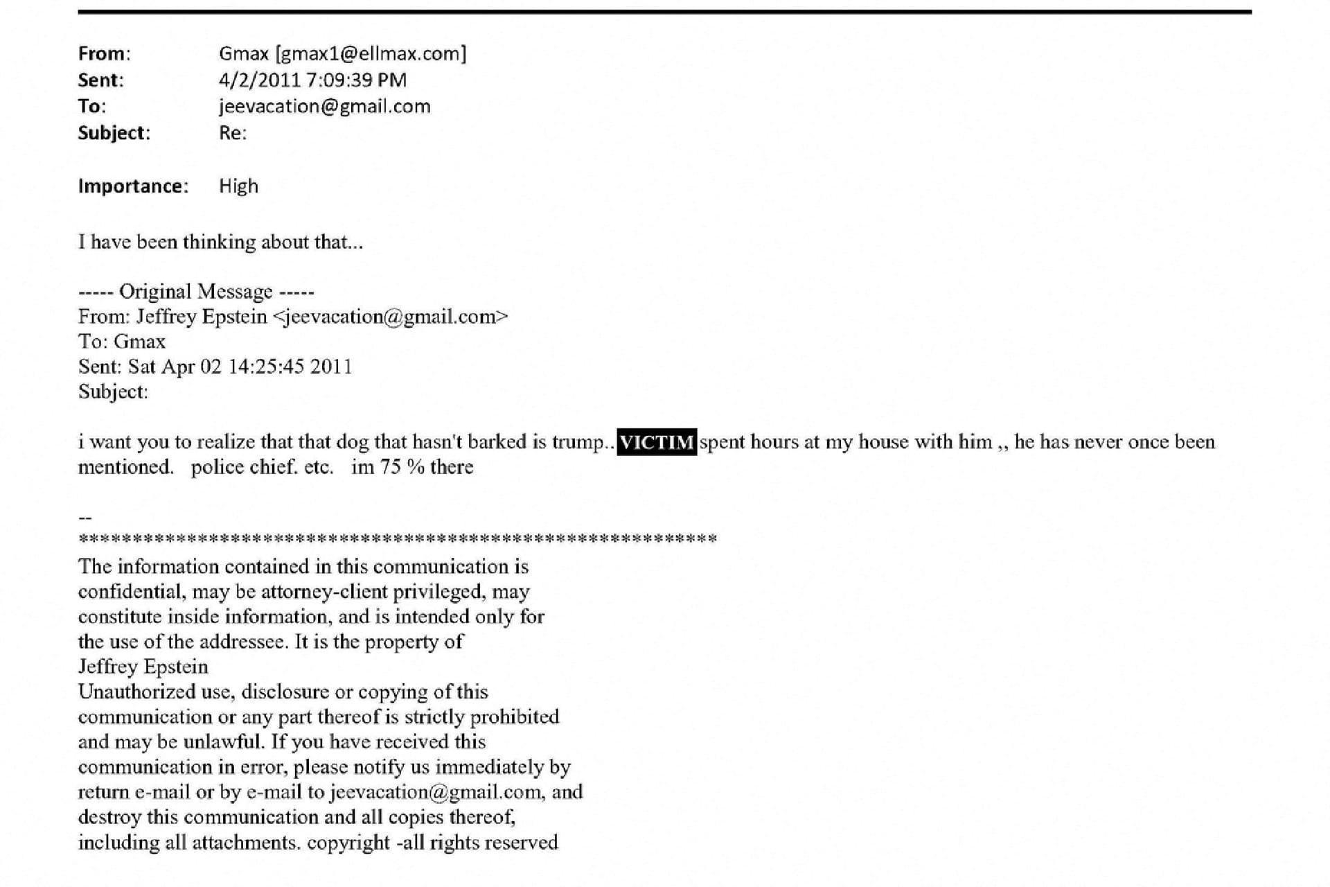 Uno de los tantos correos electrónicos con contenido incriminatorio para el presidente de Estados Unidos: "El perro que no ladró es Trump" Uno de los tantos correos electrónicos con contenido incriminatorio para el presidente de Estados Unidos: "El perro que no ladró es Trump"