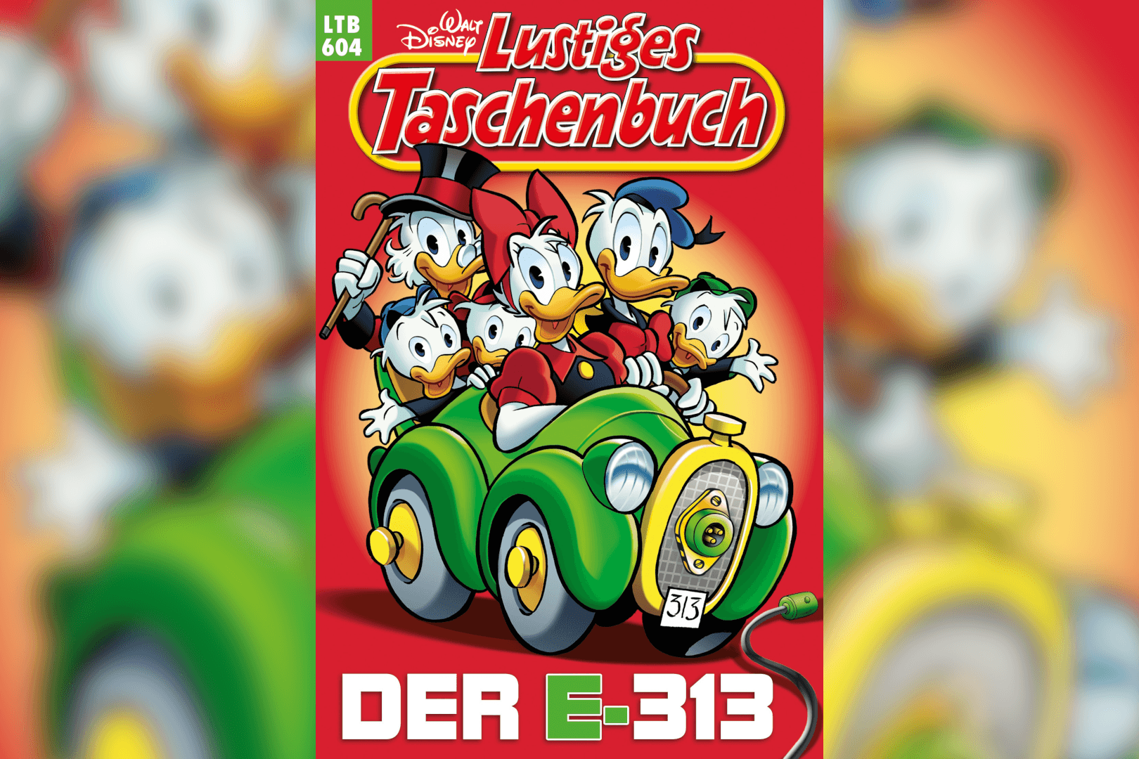 Jetzt geht’s elektrisch: Donald Duck verabschiedet sich von seinem alten Benziner und wagt den Sprung in die grüne Zukunft.
