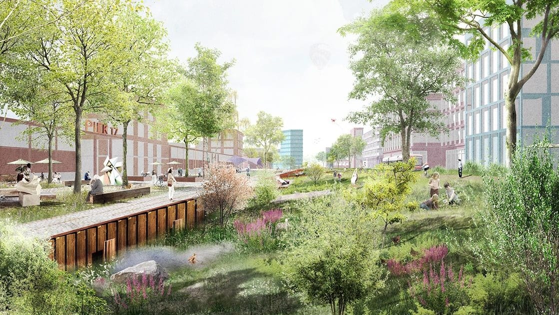 Grüne Zukunftsmusik: Auf einem der letzten freien Areale in der Überseestadt soll in den kommenden Jahren unter anderem ein Park entstehen. Grüne Zukunftsmusik: Auf einem der letzten freien Areale in der Überseestadt soll in den kommenden Jahren unter anderem ein Park entstehen.