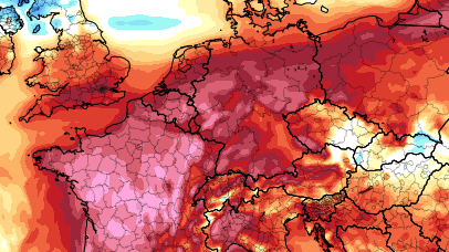 Die gegenwärtige Temperatur-Anomalie: In roten Gebieten ist es deutlich wärmer als normal, in blauen kälter.