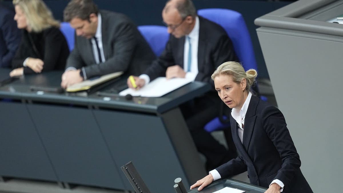 Weidel primerja nemško koalicijo s Titanikom v splošni razpravi