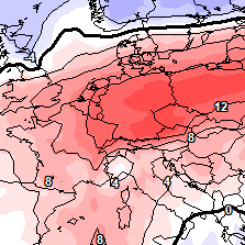 Wetter im November: Das europäische ECMWF-Wettermodell berechnet für den 15. November Temperaturanomalien von bis zu 12 Grad in Mitteleuropa.