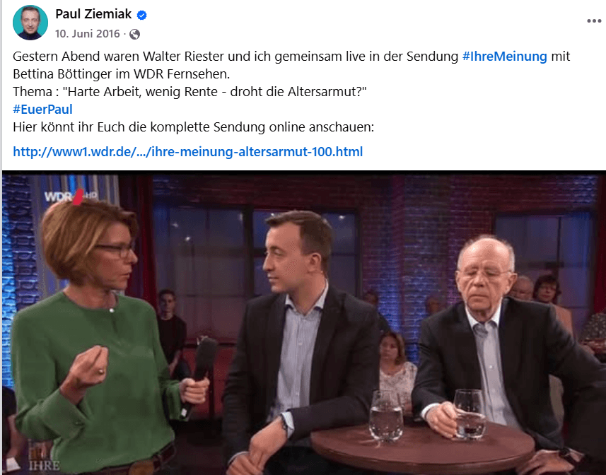 Die Sendung mit dem Rentner: Merz war gar nicht Gast, dafür Paul Ziemiak, der darüber postete.