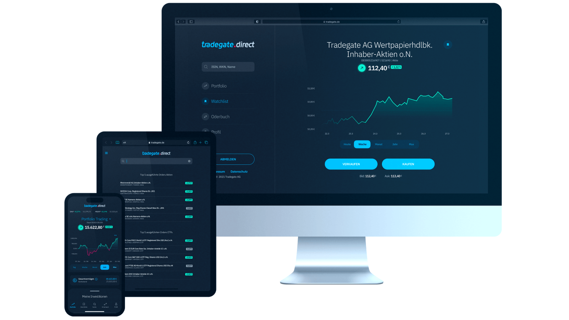 Alles auf einen Blick: Das bietet Ihnen die übersichtliche und professionelle Plattform tradegate.direct. Alles auf einen Blick: Das bietet Ihnen die übersichtliche und professionelle Plattform tradegate.direct.