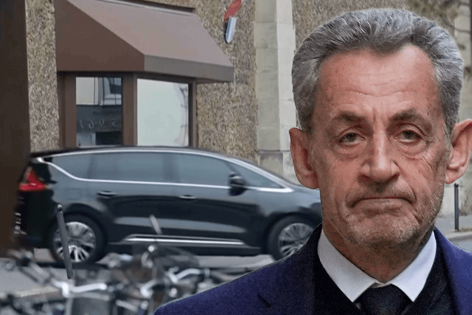 Nicolas Sarkozy wird mit einem Auto aus dem Gefängnis La Santé gefahren.
