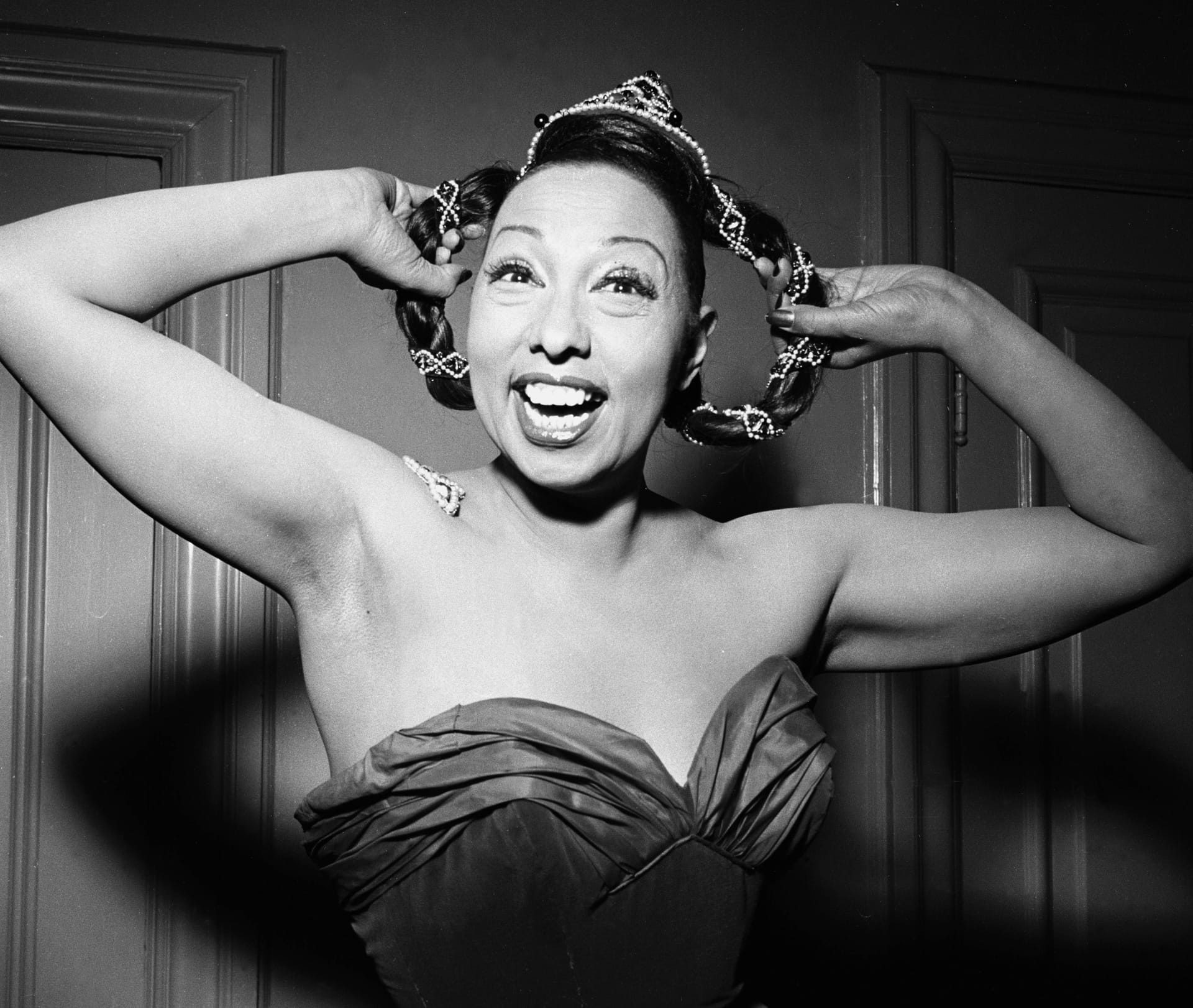 Josephine Baker at a concert in Europe.